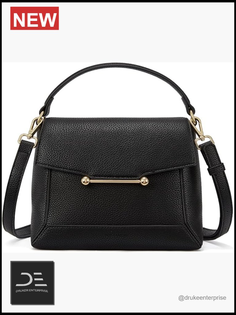 Vegan Leather Crossbody Bag With Top Handle Adjustable Strap Flap Closure